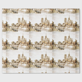 Sjalpapper med "den Notre Dame domkyrkan" avbildar Presentpapper