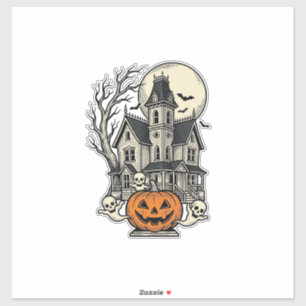 Själskt hus skjorta Vintage gravyr Halloween De Klistermärken