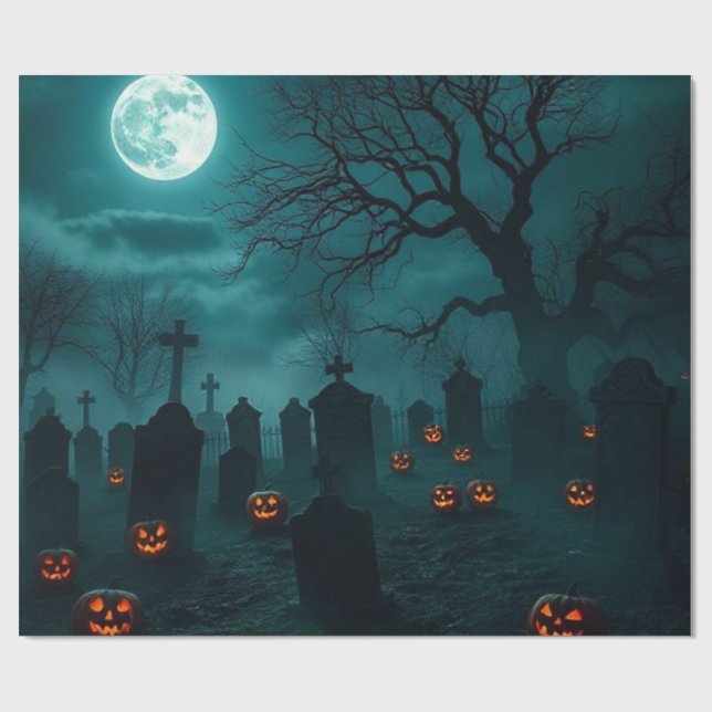 Själsödande kyrkogård Halloween presentpapper – fa (Platt)