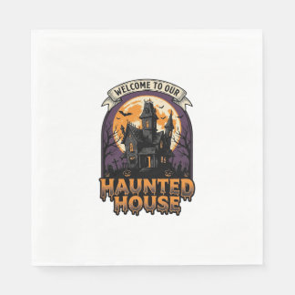 Själsvärt Hus T-Shirt Vintage Halloween Välkommen Pappersservett