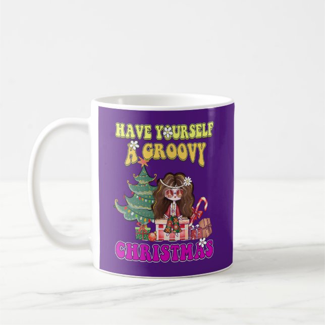 SJÄLV HAR DU EN GROOVY CHRISTMAS Lustig 70:S stil Kaffemugg (Vänster)
