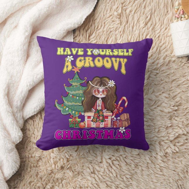 SJÄLV HAR DU EN GROOVY CHRISTMAS Lustig 70:S stil Kudde (Filt)