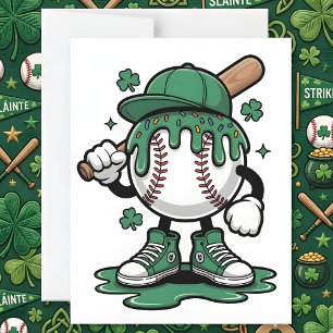 Själv St Patrick Dagars söta basebollmaskot Julkort