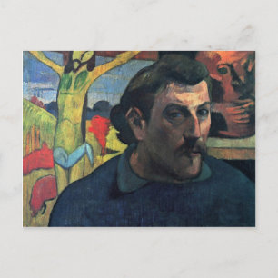 Självaste Porträtt med Gult Kristus av Gauguin Pau Vykort