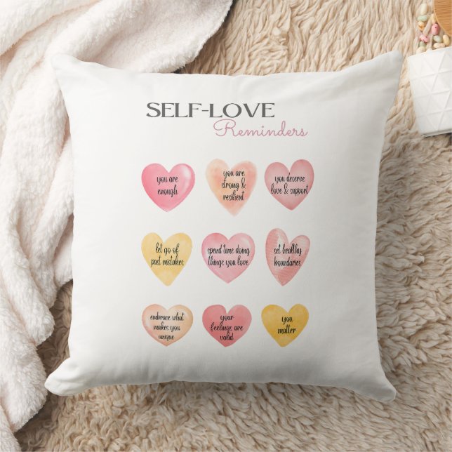 Självbekräftelse av Kärlek med Rosa Hearts Kudde (Filt)