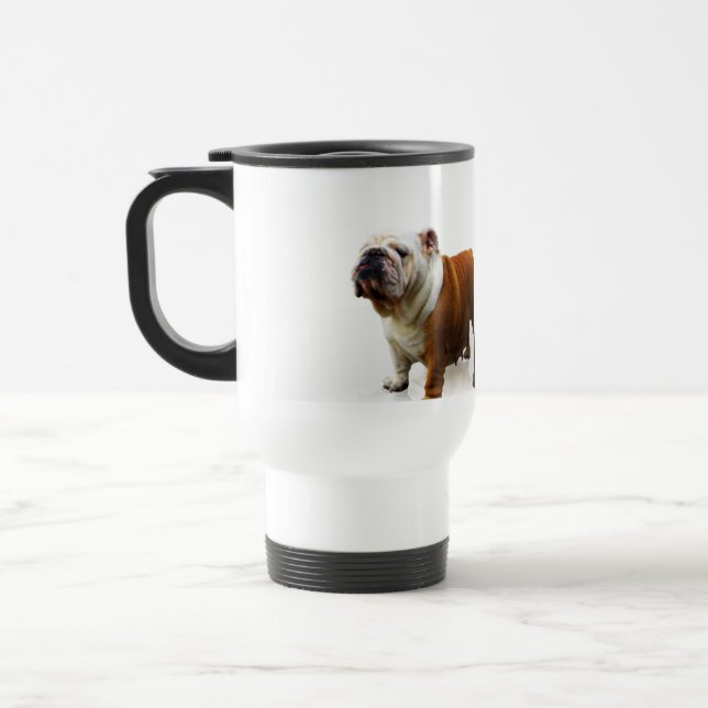 Självbelåten bulldoggtravel mug resemugg (Vänster)