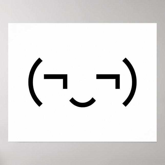 Självbelåten Emoticon (¬‿¬) Japansk Kaomoji Poster (Framsidan)