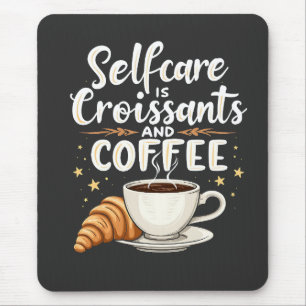 Självbetjäning är Croissant och kaffekaffeinpatesi Musmatta