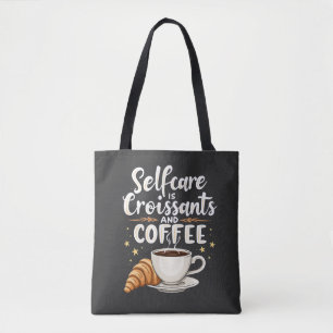 Självbetjäning är Croissant och kaffekaffeinpatesi Tygkasse