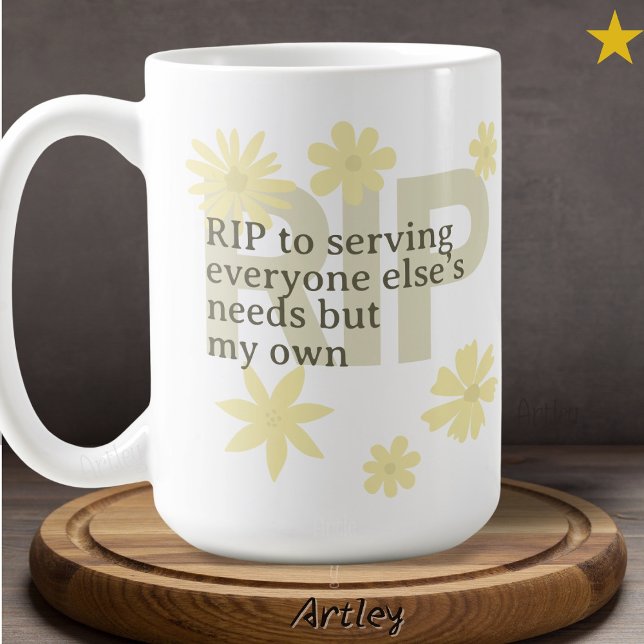 Självbetjäning av Blommigten Modern Minimal Gult A Kaffemugg (Skapare uppladdad)