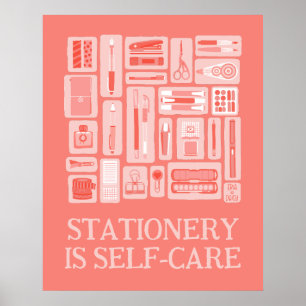Självbetjäning av Coral Red Kreativ Verktyg Illust Poster