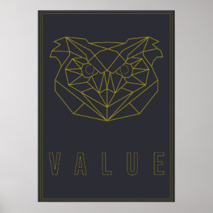 Självbetjäning poster gult origami uggla värde