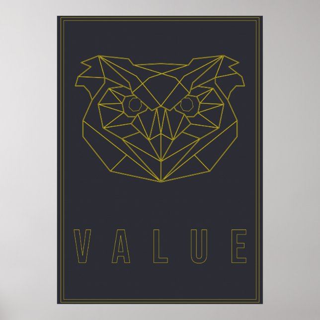 Självbetjäning poster gult origami uggla värde (Framsidan)