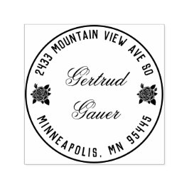 Självbläckande adressstämpel med röda rosor självfärgande stämpel