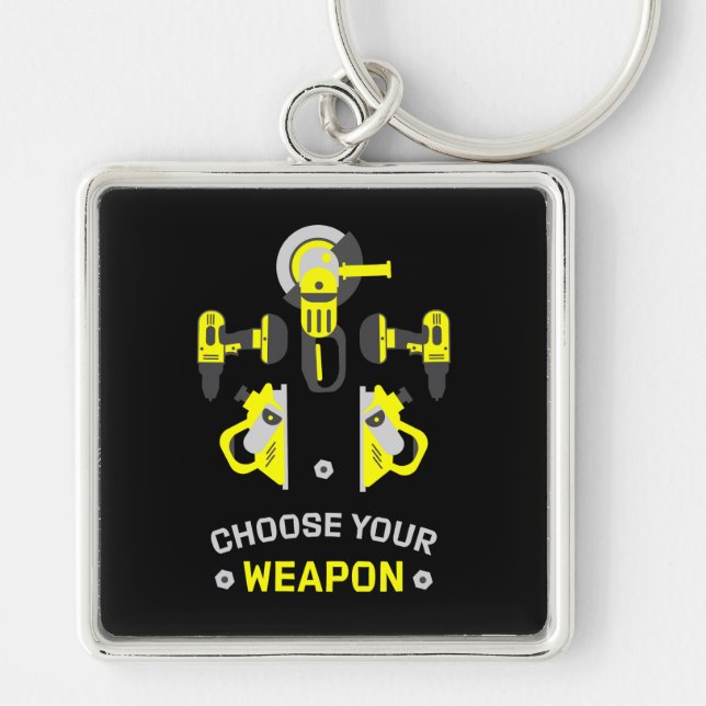 SjälvBygg DIY Man Fyrkantig Silverfärgad Nyckelring (Framsidan)