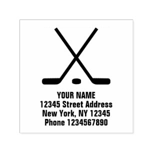 Självfärgad returadressstämpel med hockeylogotyp självfärgande stämpel