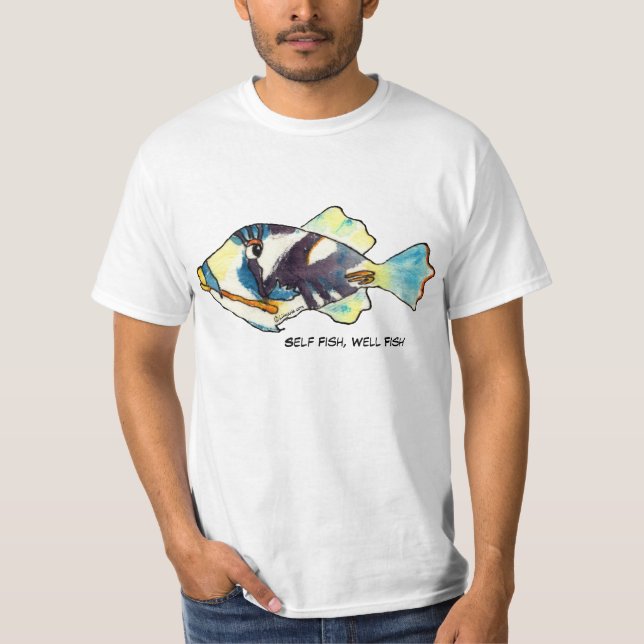 Självfisk, skjorta för brunnfisktecknad T Shirt (Framsida)