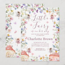 Självfödd ängsblomma Fe-tjej Baby Shower-inbjudan