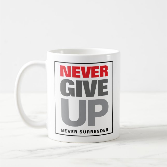 Självförbättring Överger aldrig Ge upp aldrig över Kaffemugg (Vänster)