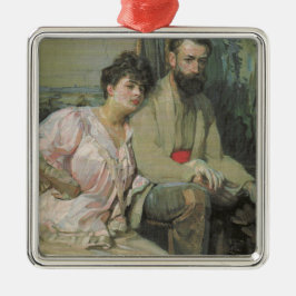 Självförsörjande Porträtt med fru (av Frantisek Ku Julgransprydnad Metall