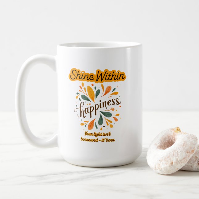 självförtroende, lycka, text, inspirerande  kaffemugg (Med munk)