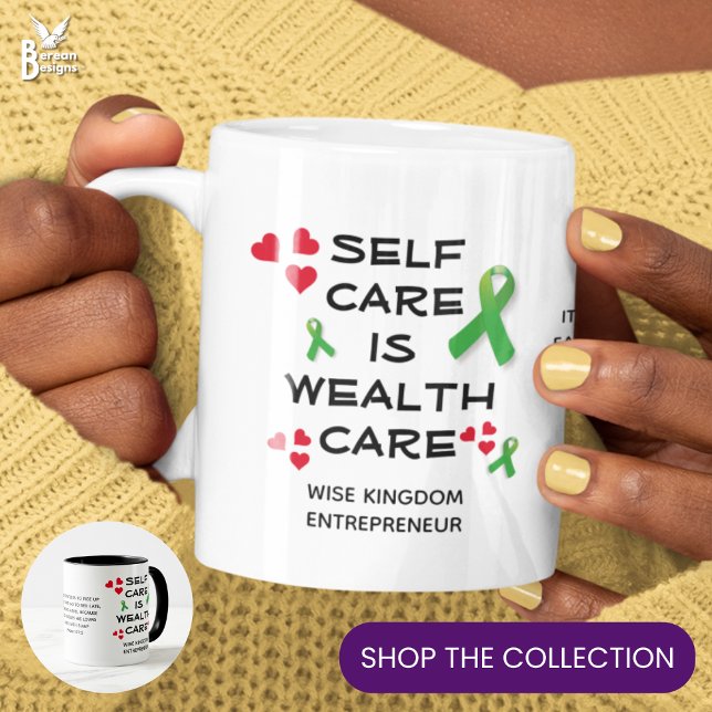 SJÄLVFÖRVÅRDSVÅRDARE Christian Kaffemugg (Self care wealth care MUG with CUSTOMIZABLE TEXT. Ideal gift for busy entrepreneurs to slow down.)