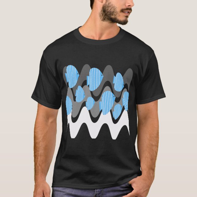 Självgod Fjärilsfisk Blå T Shirt (Framsida)