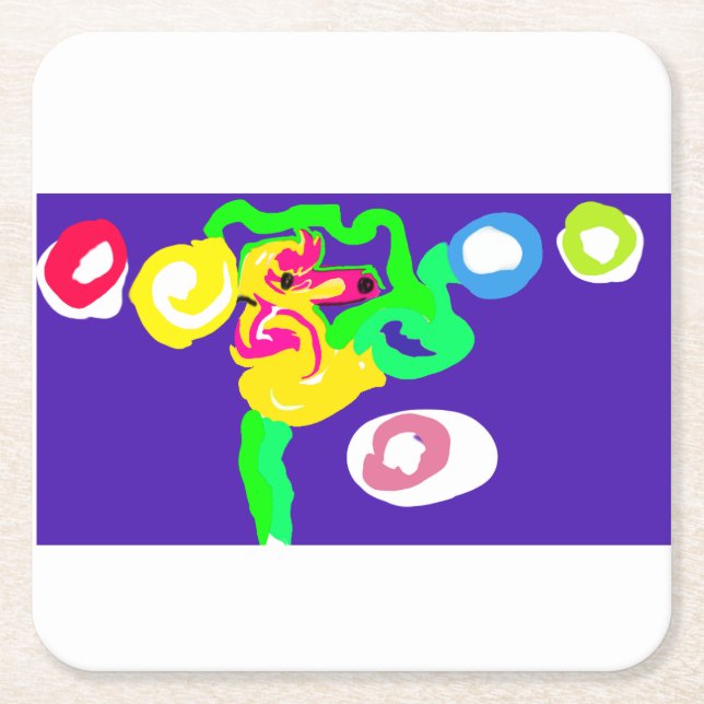 Självhäst konst kung  underlägg papper kvadrat (Framsidan)