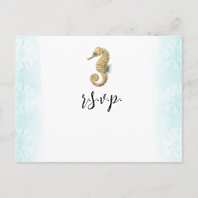 Självhäst Teal & Guld Watercolor Bröllop RSVP Meddelande Vykort (Framsida)
