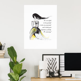 Självinspirerande KÄRLEK illustrerade dam citat Poster