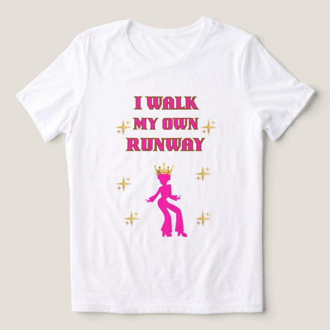 SJÄLVKÄNSLA, JAG GÅR KVINNORMODELL ROSA VIT T SHIRT (Design Framsida)