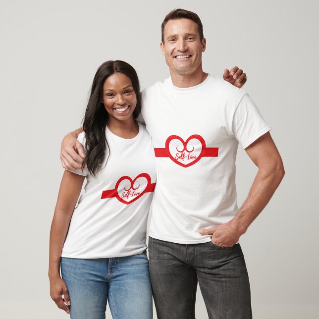 Självkärlek Hjärtformad Design T Shirt (Unisex)