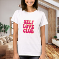 Självkärleksklubb rosa gul citat humor