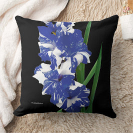 Självklara Royal Blå & Vita Gladiolus Svärdsliljor Kudde