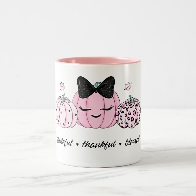 Självklart Pink Pumpa Thanksgiving  Två-Tonad Mugg (Center)