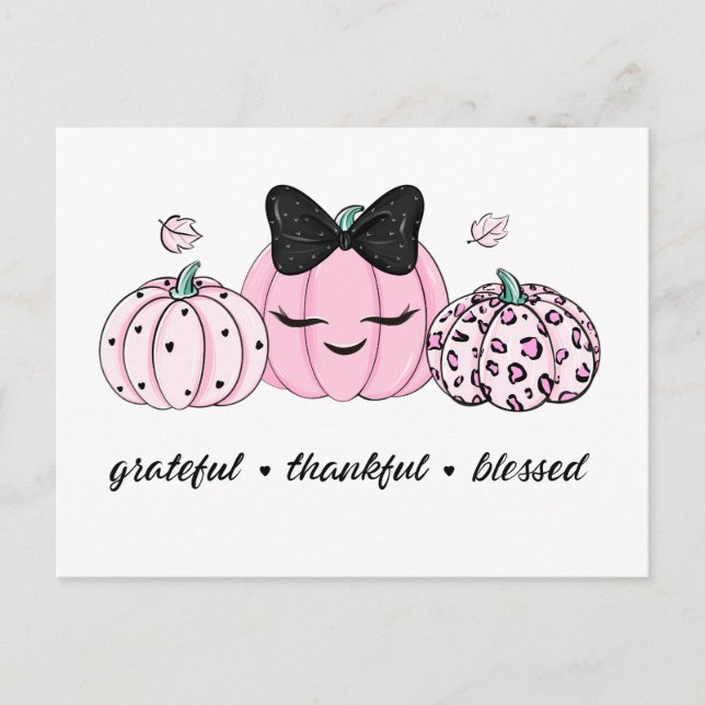 Självklart Pink Pumpa Thanksgiving  Vykort (Framsida)