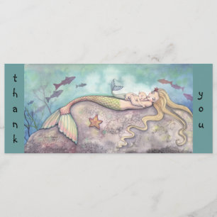 Självklart tack-kort för Mermaid Baby Shower Inbjudningar