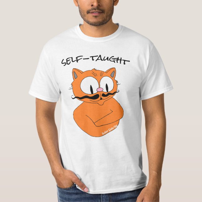 Självlärd Tecknad Mustache cat Señor Gato T Shirt (Framsida)