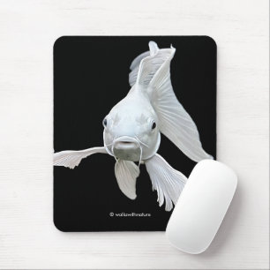Självlysande Platinum Fjäril Koi Karp Fisk Musmatta