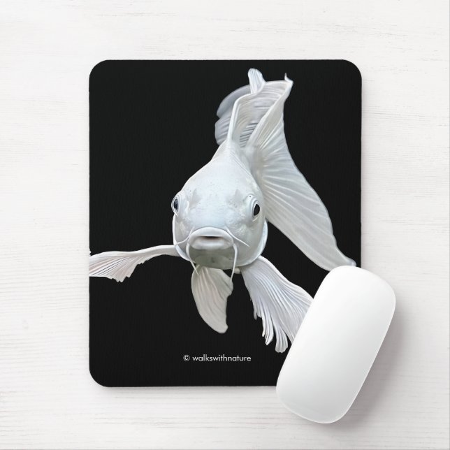 Självlysande Platinum Fjäril Koi Karp Fisk Musmatta (Med mus)
