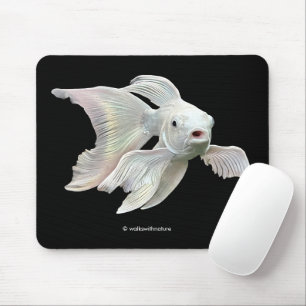 Självlysande Platinum Fjäril Koi Karp Fisk Musmatta