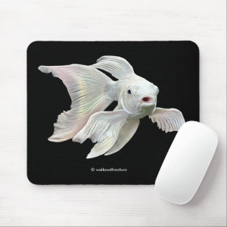 Självlysande Platinum Fjäril Koi Karp Fisk Musmatta
