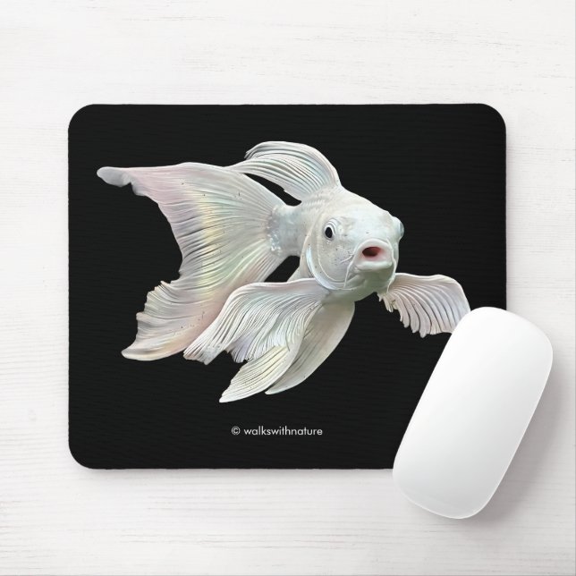 Självlysande Platinum Fjäril Koi Karp Fisk Musmatta (Med mus)