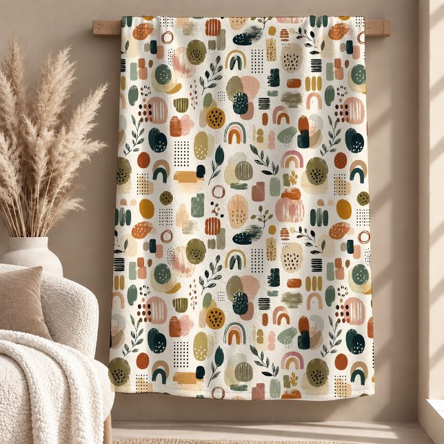 Självlysande terrakotta boho regnbåge blommig filt (Stunning Terracotta Boho Rainbow Floral Blanket)