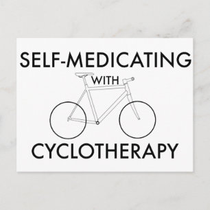 Självmedicinering med cykelterapi vykort