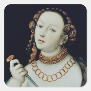 Självmordet av Lucretia, 1538 Fyrkantigt Klistermärke
