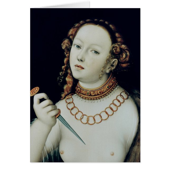 Självmordet av Lucretia, 1538 Hälsningskort (Framsidan)