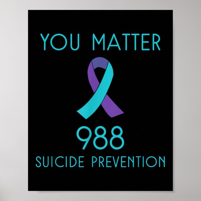 Självmordsförebyggande 988 Hotline Shirt Poster (Framsidan)