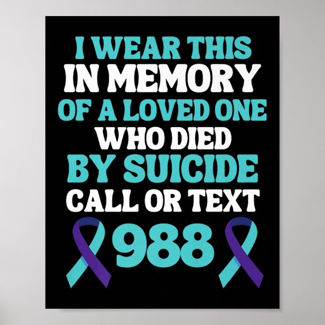 Självmordsförebyggande 988-hotline - Till minne av Poster (Framsidan)