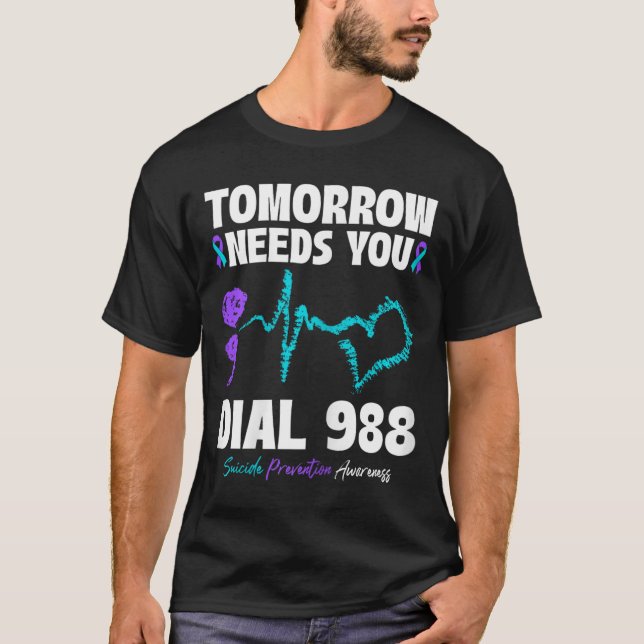 Självmordsförebyggande 988 I morgon behöver du Men T Shirt (Framsida)